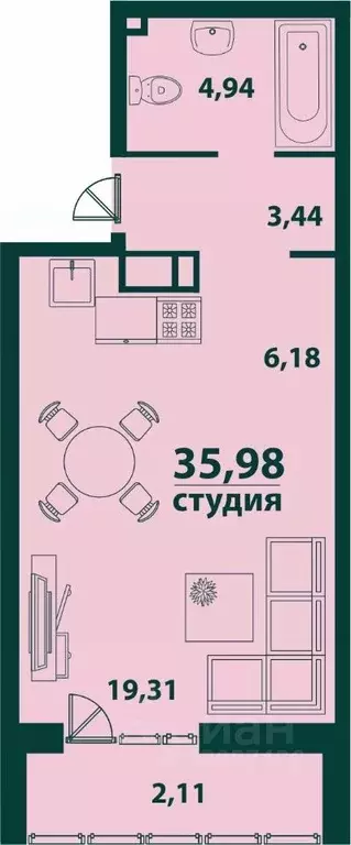1-к кв. Ульяновская область, Ульяновск 19-й мкр, Аквамарин-2 жилой ... - Фото 0