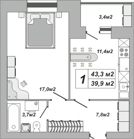 1-к кв. Тамбовская область, Тамбов ул. Чичерина, 7/3 (43.3 м) - Фото 0