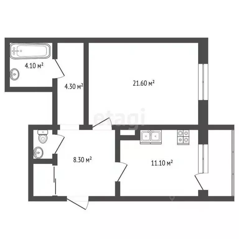 1-к кв. Ямало-Ненецкий АО, Новый Уренгой Оптимистов мкр, 3/2 (51.9 м) - Фото 2