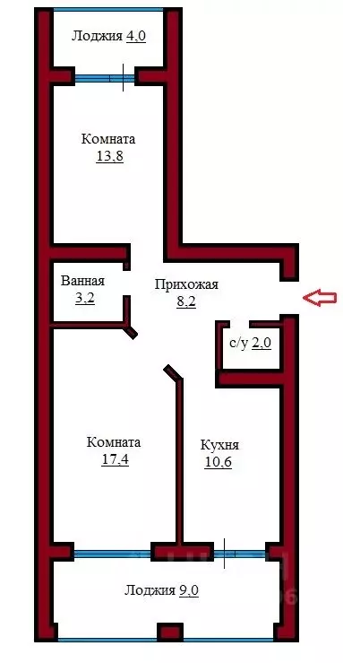 2-к кв. Брянская область, Брянск ул. Медведева, 56к1 (66.0 м) - Фото 2
