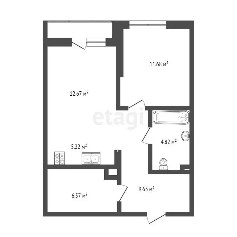 1-комнатная квартира: Тюмень, микрорайон ДОК, Воронинская улица, 47 ... - Фото 1