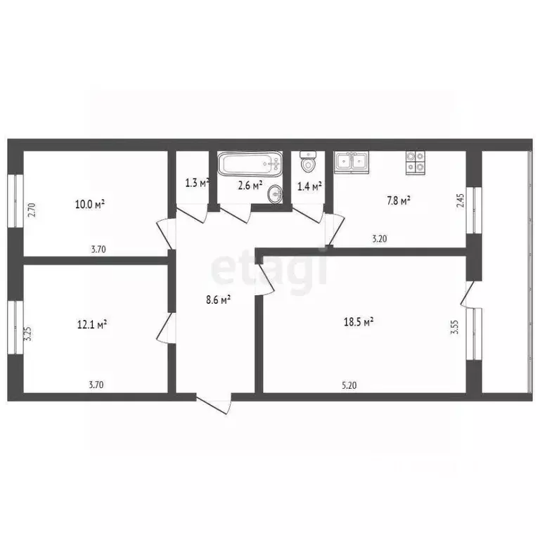 3-к кв. Коми, Усинск ул. Ленина, 9/1 (65.8 м) - Фото 1