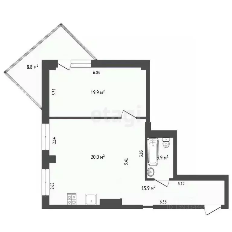 1-к кв. Тюменская область, Тюмень Харьковская ул., 59/5 (62.3 м) - Фото 2