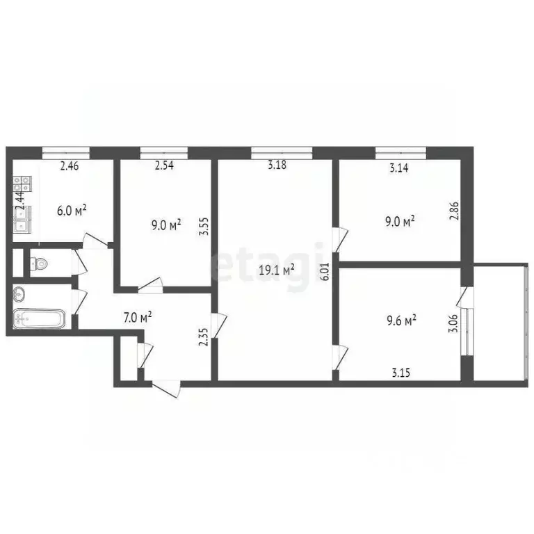 4-к кв. Московская область, Балашиха Советская ул., 7А (64.4 м) - Фото 0