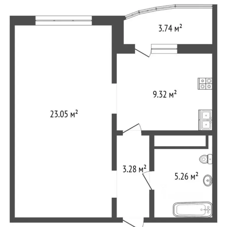 1-к кв. Тюменская область, Тюменский муниципальный округ, д. Патрушева ... - Фото 2