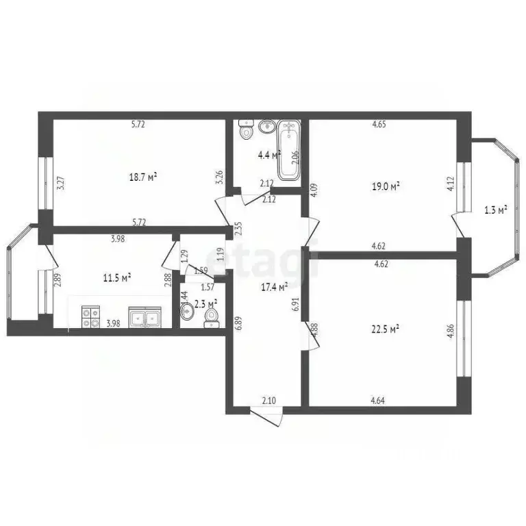 3-к кв. Мордовия, Саранск Кавказская ул., 1к2 (95.8 м) - Фото 1