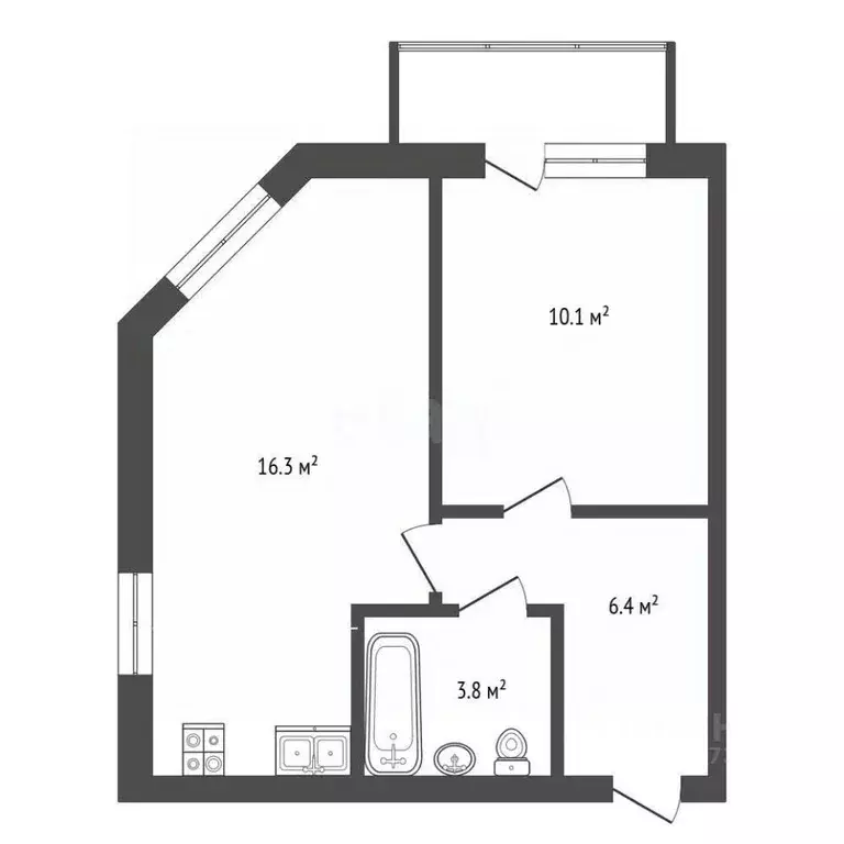1-к кв. Архангельская область, Архангельск ул. Володарского, 65 (38.0 ... - Фото 2
