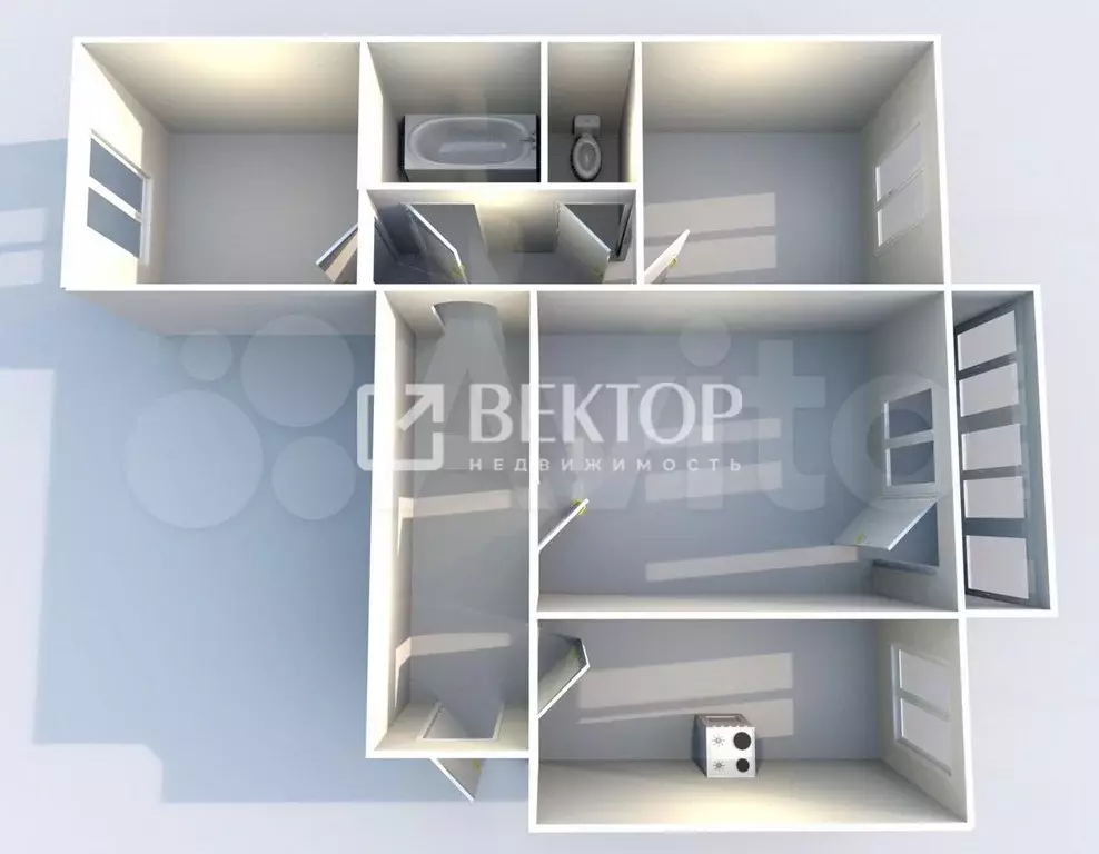 3-к. квартира, 65,2 м, 8/9 эт. - Фото 0