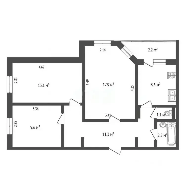 3-к кв. Ханты-Мансийский АО, Сургут ул. 30 лет Победы, 62 (64.4 м) - Фото 1