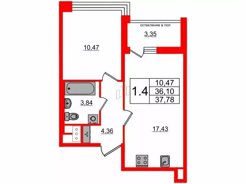 1-комнатная квартира: Санкт-Петербург, Кубинская улица, 78Е (36.1 м) - Фото 0