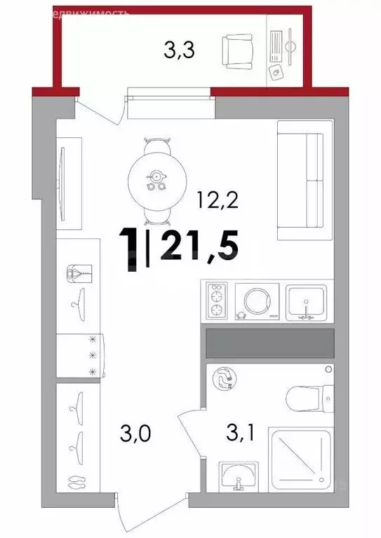 Квартира-студия: Тверская область, Калининский муниципальный округ, ... - Фото 1
