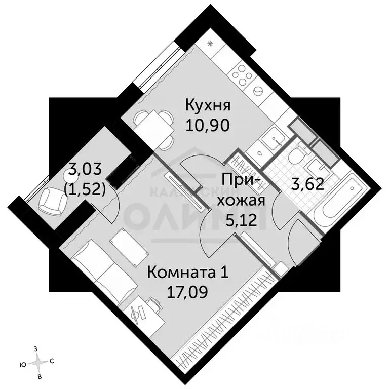 2-к кв. Калужская область, Калуга бул. Солнечный, 18 (51.54 м) - Фото 1