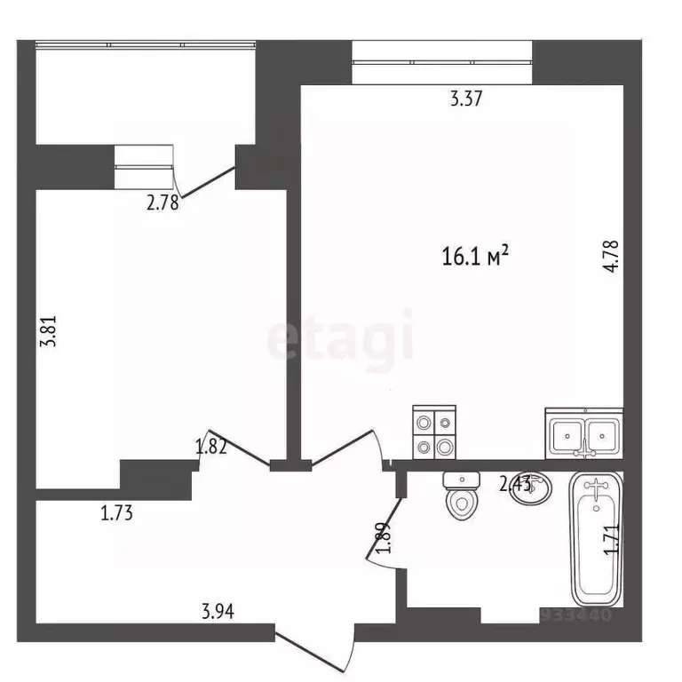 1-к кв. Тюменская область, Тюмень ул. Газовиков, 65 (38.2 м) - Фото 2