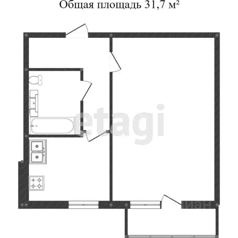 1-к кв. Калужская область, Калуга Николо-Козинская ул., 114 (31.0 м) - Фото 2