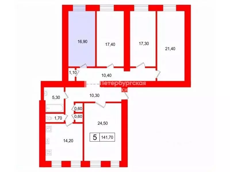 Комната Санкт-Петербург Курляндская ул., 32 (17.0 м) - Фото 2