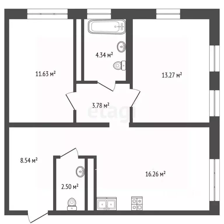 2-к кв. Тюменская область, Тюмень ул. Николая Машарова, 4 (60.32 м) - Фото 2
