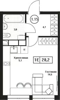 Квартира-студия: Пушкино, ЖК Пушкино Град (28.2 м) - Фото 1