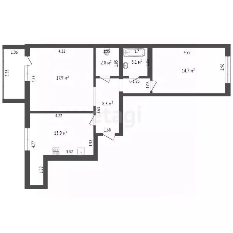 2-к кв. Смоленская область, Смоленск ул. Рыленкова, 48 (68.6 м) - Фото 0