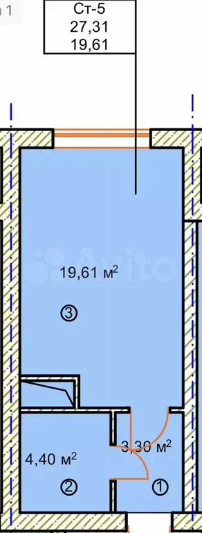 Квартира-студия, 27,3 м, 5/29 эт. - Фото 0