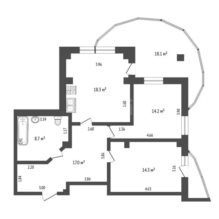 2-комнатная квартира: Тюмень, улица Федюнинского, 64к2 (73 м) - Фото 1