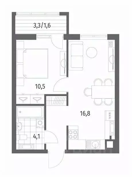 1-к кв. Калининградская область, Гурьевск ул. Имени Романа Руденко, ... - Фото 1