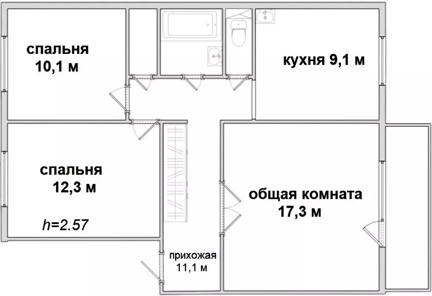 Продаётся 3-к квартира, 65.6 м - Фото 1