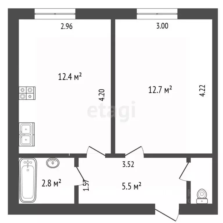 1-к кв. Ямало-Ненецкий АО, Ноябрьск ул. Космонавтов, 10 (34.6 м) - Фото 2