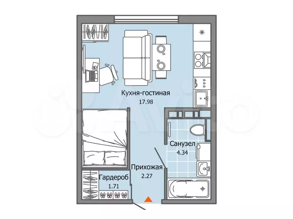 Квартира-студия, 26 м, 1/7 эт. - Фото 0