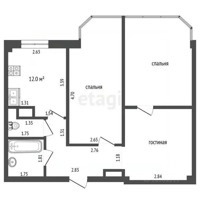 2-к кв. Севастополь ул. Павла Корчагина, 19Бк2 (53.8 м) - Фото 2