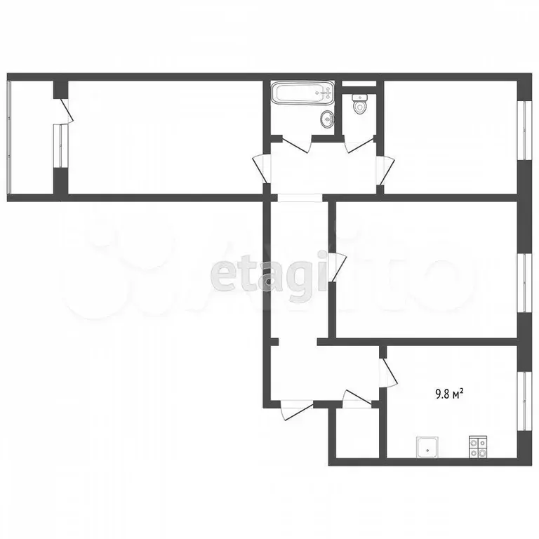 3-к. квартира, 65 м, 6/10 эт. - Фото 0