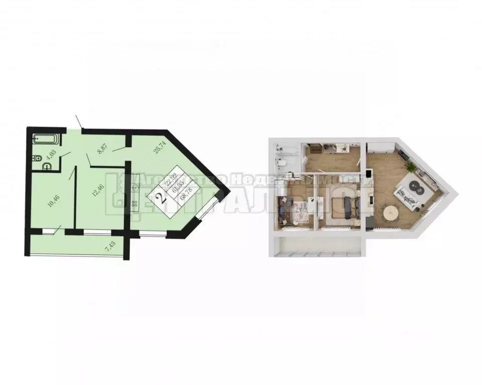 2-к кв. Смоленская область, Смоленский муниципальный округ, д. Ясенная ... - Фото 2