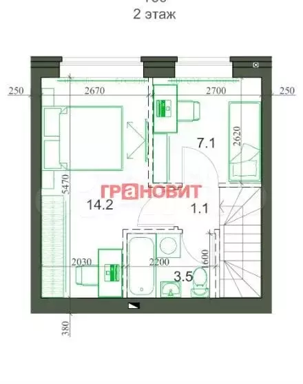 2-к. квартира, 54 м, 1/2 эт. - Фото 1