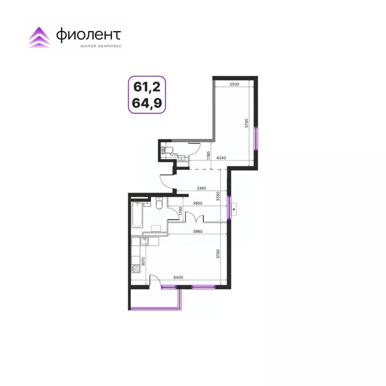 3-к кв. Приморский край, Владивосток ул. Расула Гамзатова, 1 (61.2 м) - Фото 2