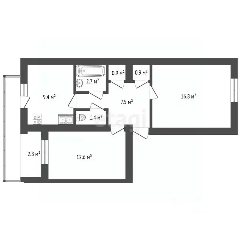 2-к кв. Севастополь ул. Генерала Жидилова, 48 (55.2 м) - Фото 2