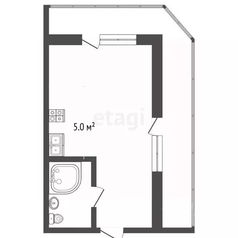 Студия Севастополь пос. Любимовка, ул. Южногородская, 36к2 (18.0 м) - Фото 2