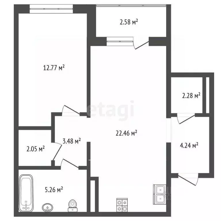 1-к кв. Тюменская область, Тюмень Причальная ул., 11 (60.0 м) - Фото 1
