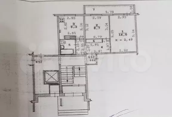 2-к. квартира, 42,6 м, 1/9 эт. - Фото 0