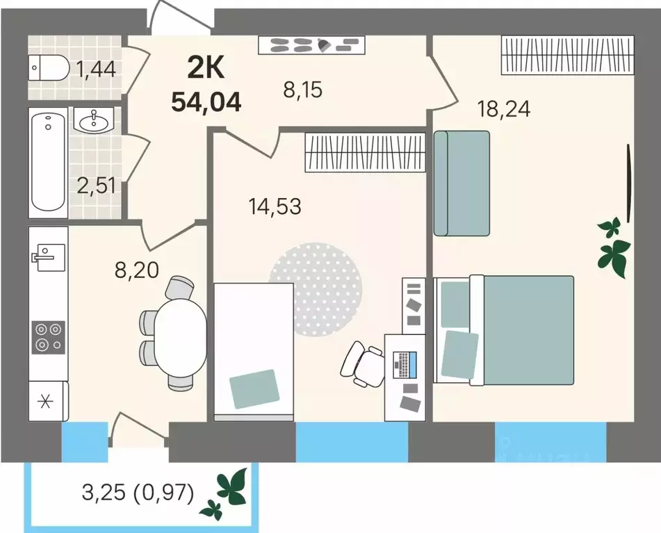 2-к кв. Пермский край, Пермский муниципальный округ, с. Култаево ул. ... - Фото 1