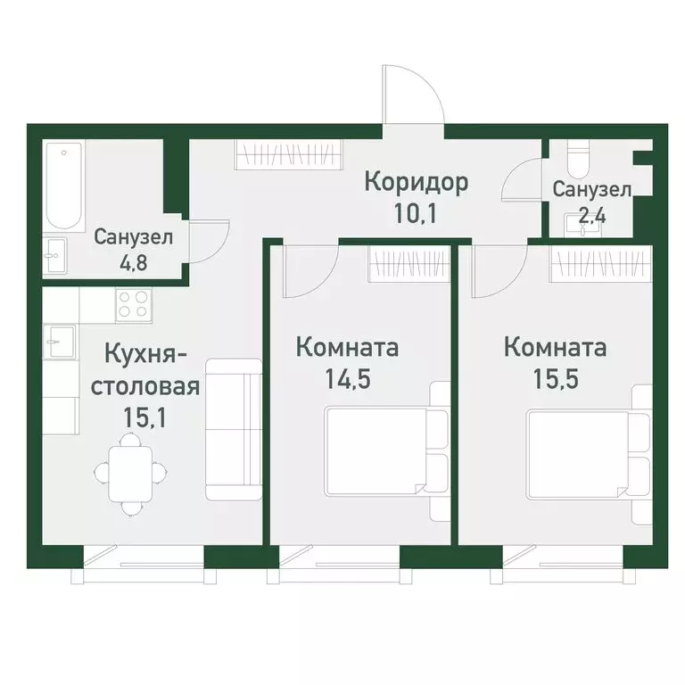2-комнатная квартира: посёлок Западный, микрорайон Привилегия (62.48 ... - Фото 0