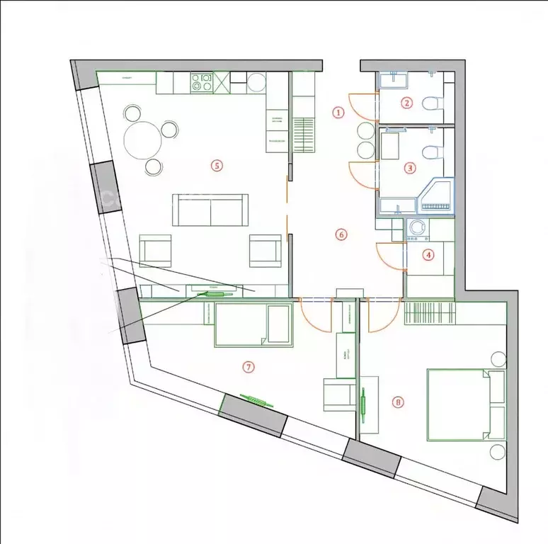 3-к кв. Москва ул. Народного Ополчения, 15К3 (82.4 м) - Фото 2