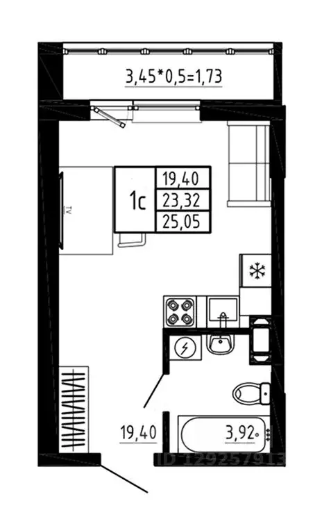 Студия Воронежская область, Воронеж Нижняя ул., 30 (25.05 м) - Фото 1