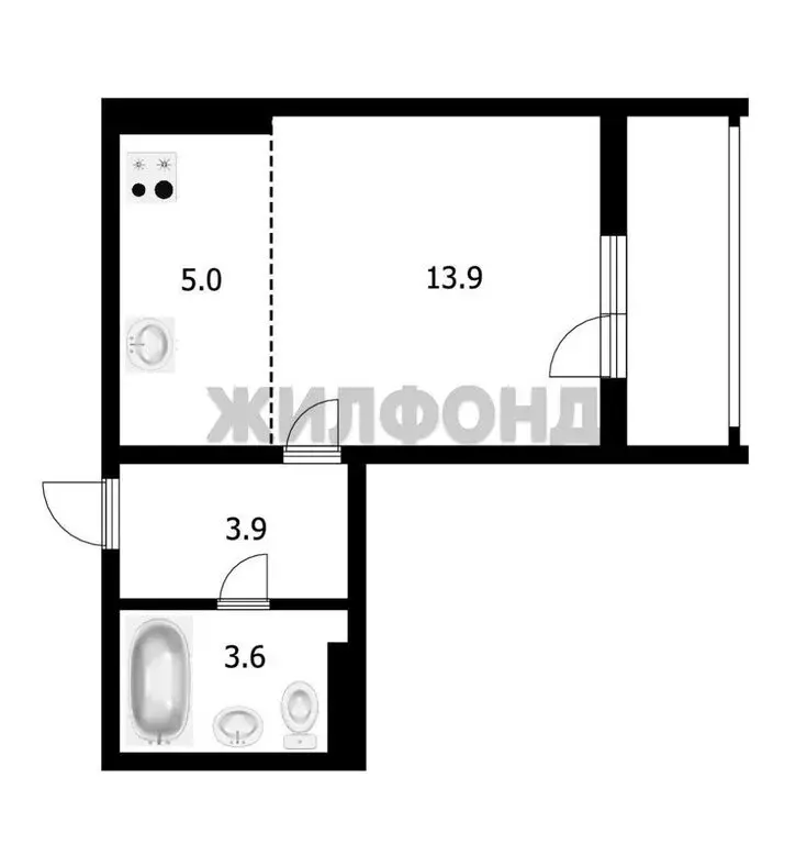 Квартира-студия: Новосибирск, Спортивная улица, 41 (26.4 м) - Фото 0