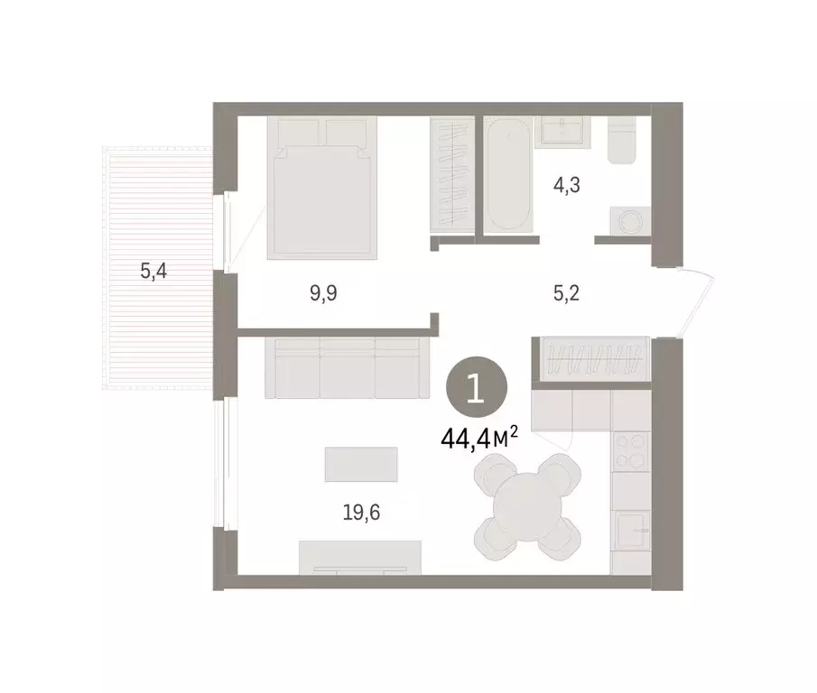 1-комнатная квартира: Новосибирский район, рабочий посёлок Краснообск, ... - Фото 2