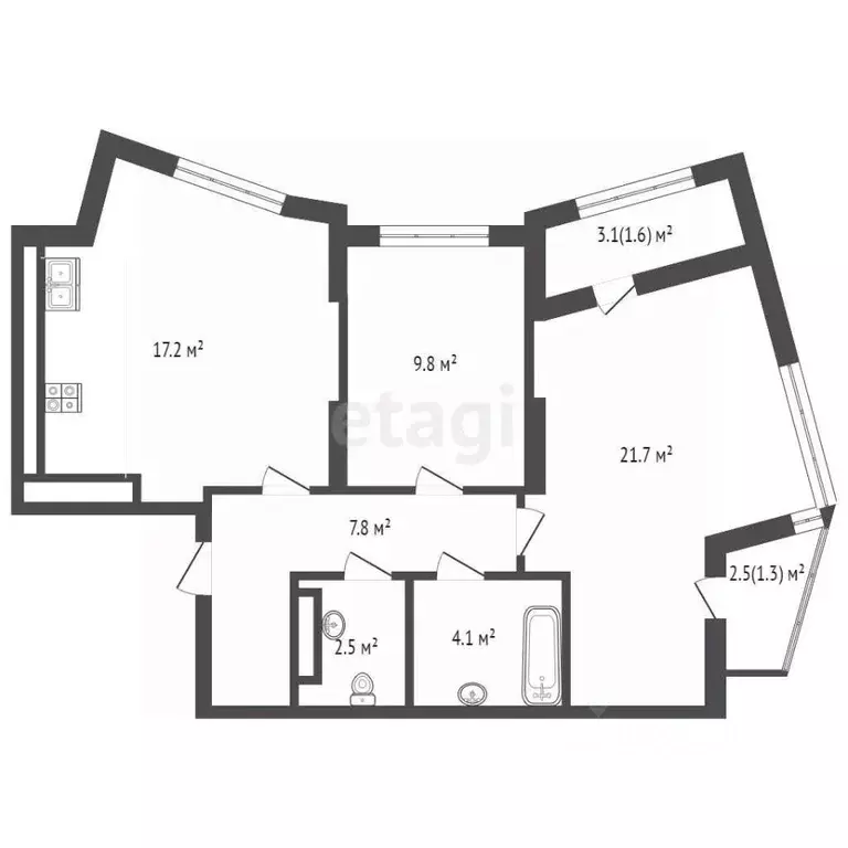 2-к кв. Самарская область, Самара просп. Карла Маркса, 242 (66.0 м) - Фото 1