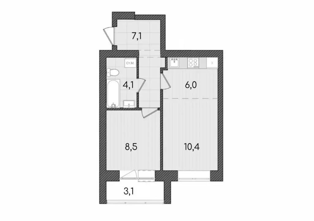 2-комнатная квартира: Киров, улица Капитана Дорофеева, 22 (39.2 м) - Фото 1