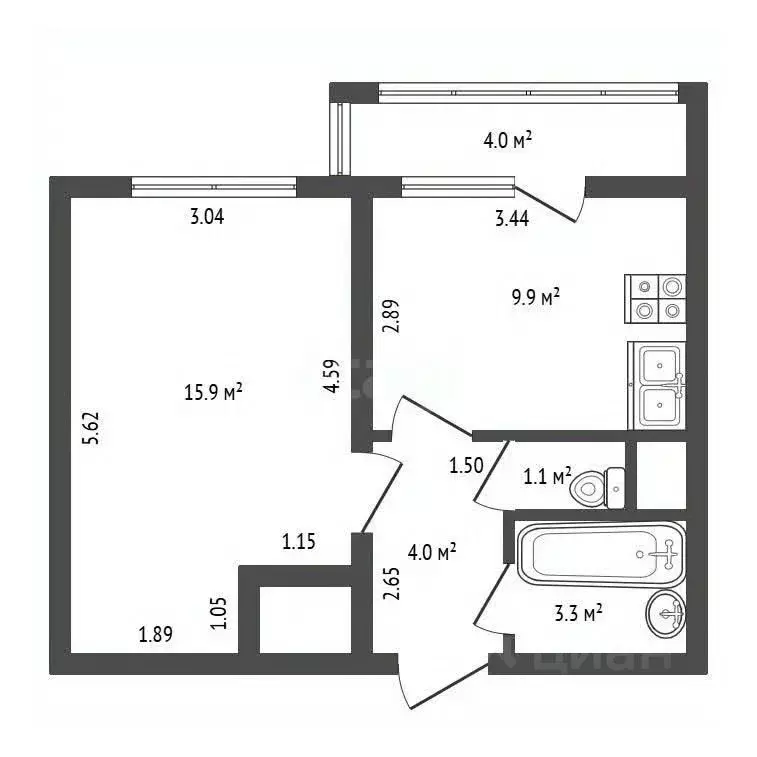 1-к кв. Санкт-Петербург дор. Кушелевская, 3к2 (34.2 м) - Фото 2