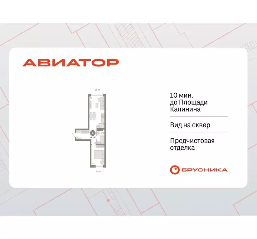 1-комнатная квартира: Новосибирск, улица Аэропорт, 88 (46.22 м) - Фото 0