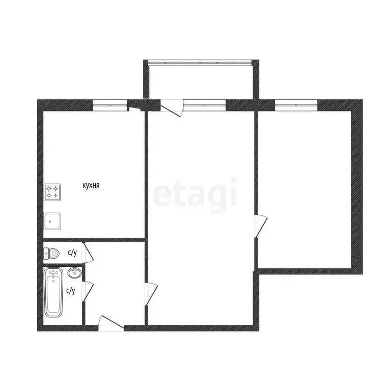 2-комнатная квартира: Курган, Тобольная улица, 56 (41.2 м) - Фото 0
