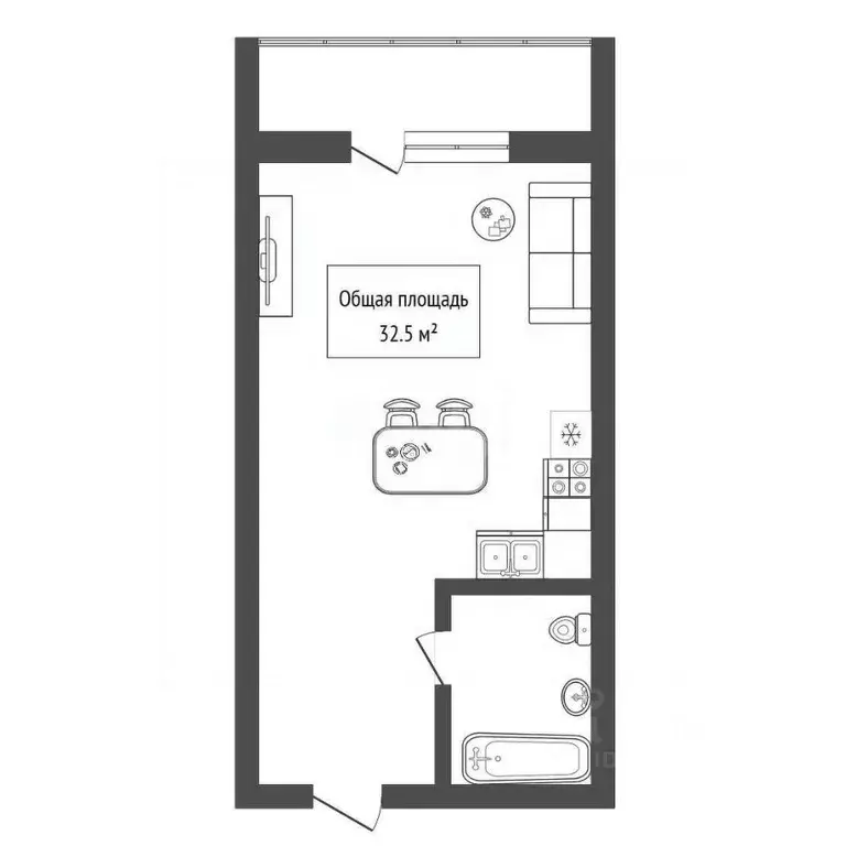 Студия Новосибирская область, Новосибирск ул. Плющихинская, 2 (32.5 м) - Фото 1