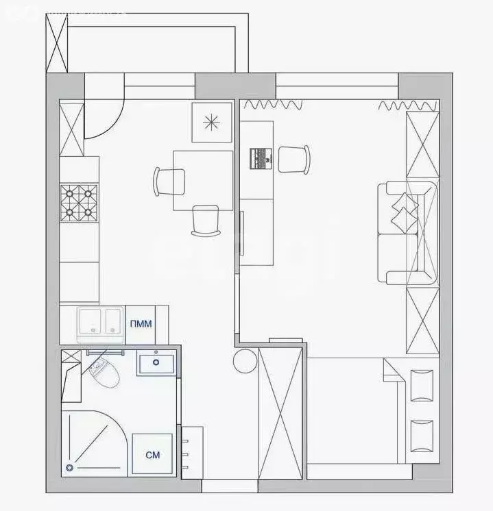 1-комнатная квартира: село Усады, Дорожная улица, 8Б (35.6 м) - Фото 1